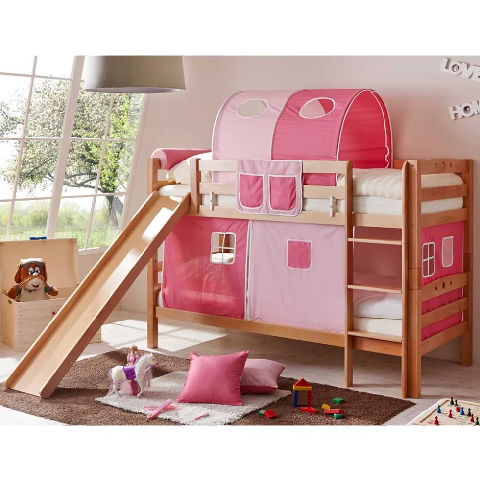 Buche Mädchen Etagenbett mit Rutsche - Everton