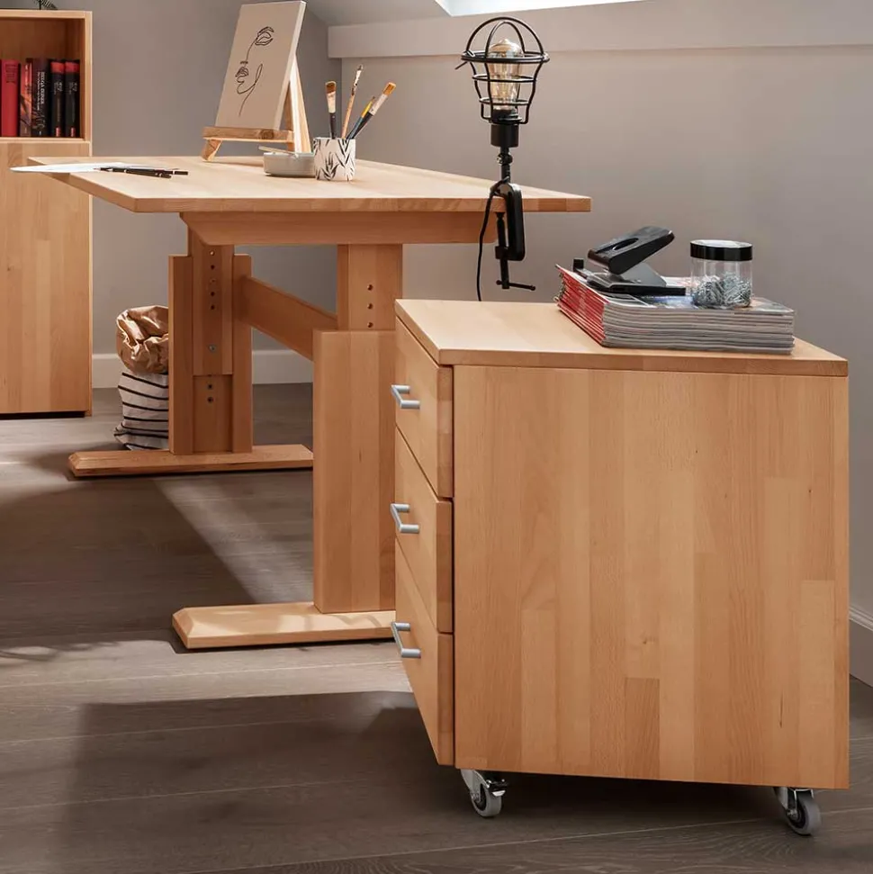 Buchenholz Schreibtisch höhenverstellbar per Raster - Bash