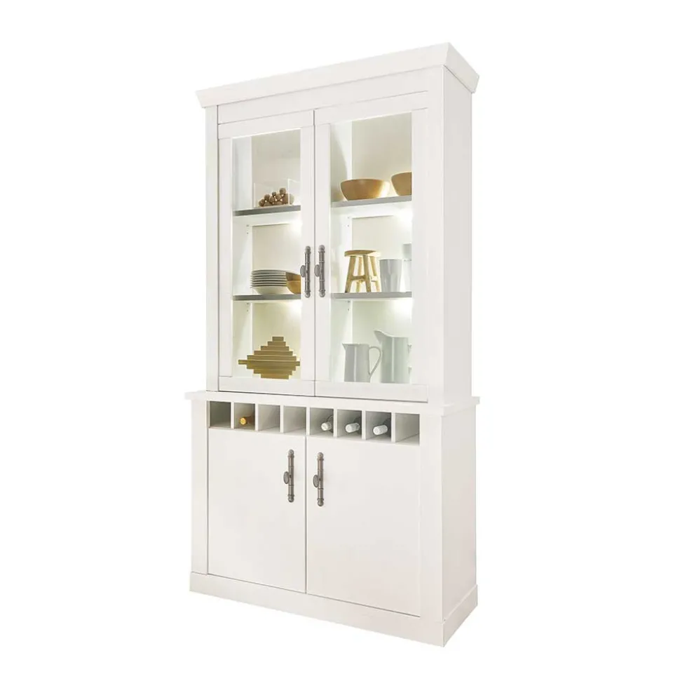 Buffet Vitrine in weißer Holzoptik Pinie - Liancos