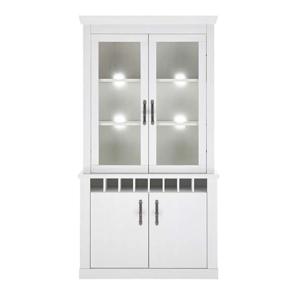 Buffet Vitrine in weißer Holzoptik Pinie - Liancos