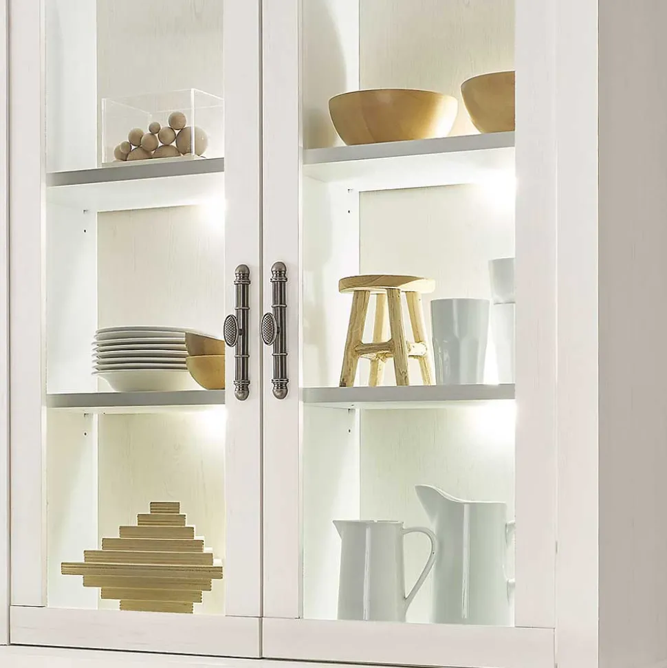 Buffet Vitrine in weißer Holzoptik Pinie - Liancos