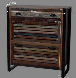 Bunte Flurmöbel im Shabby Chic - Vosbadus (vierteilig)