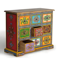 Bunte Kommode mit neun Schubladen - Leverias