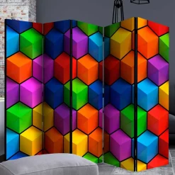 Bunter Paravent mit Motiv 3D Würfel - Lasha