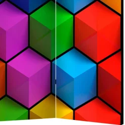 Bunter Paravent mit Motiv 3D Würfel - Lasha