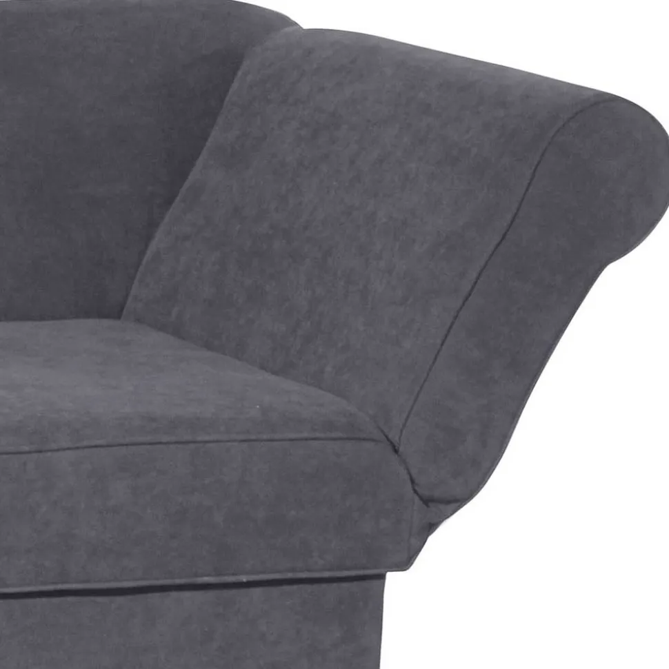 Chaiselongue in Anthrazit mit Buche - Adelina