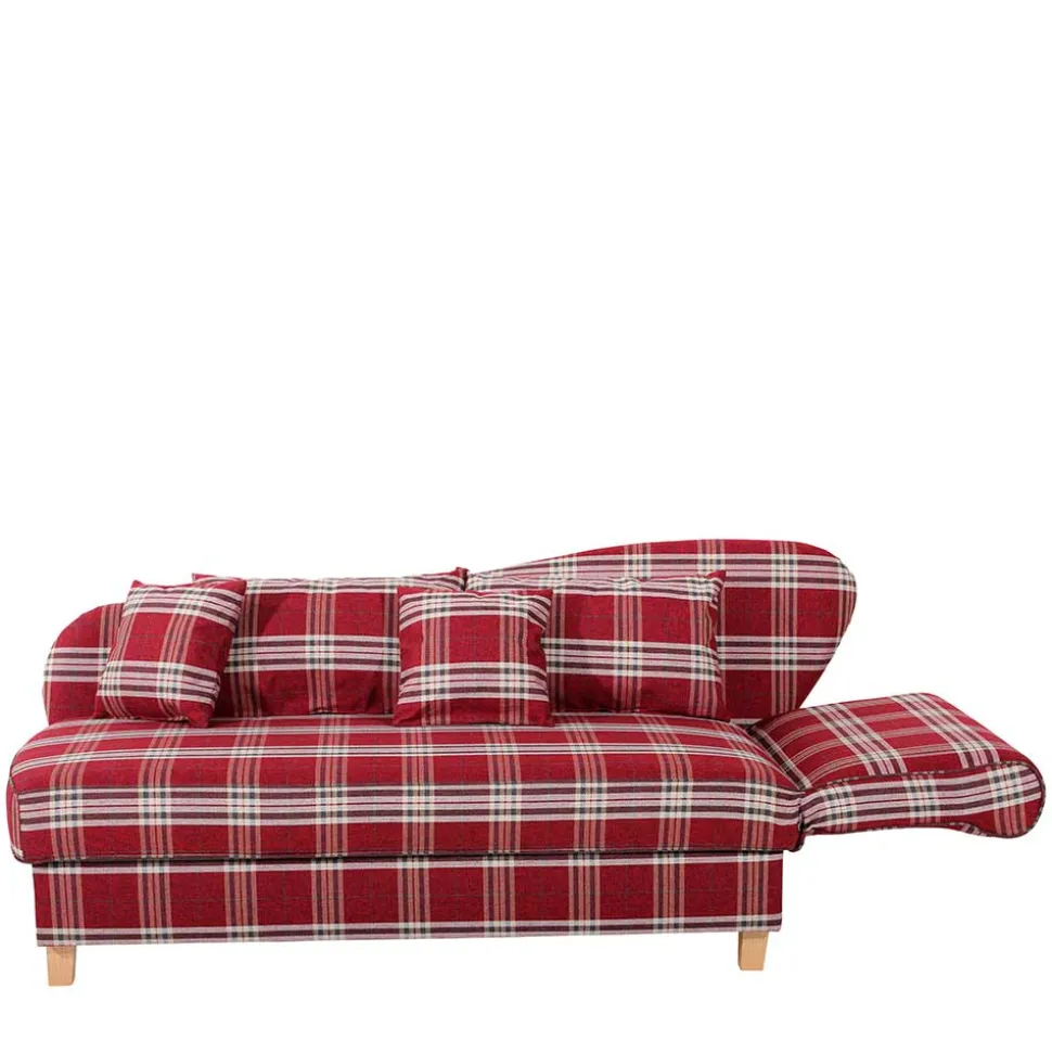 Chaiselongue mit Karomuster in Rot Weiß - Apel