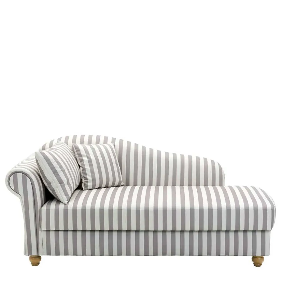 Chaiselongue mit Streifen in Weiß Braun - Adendro