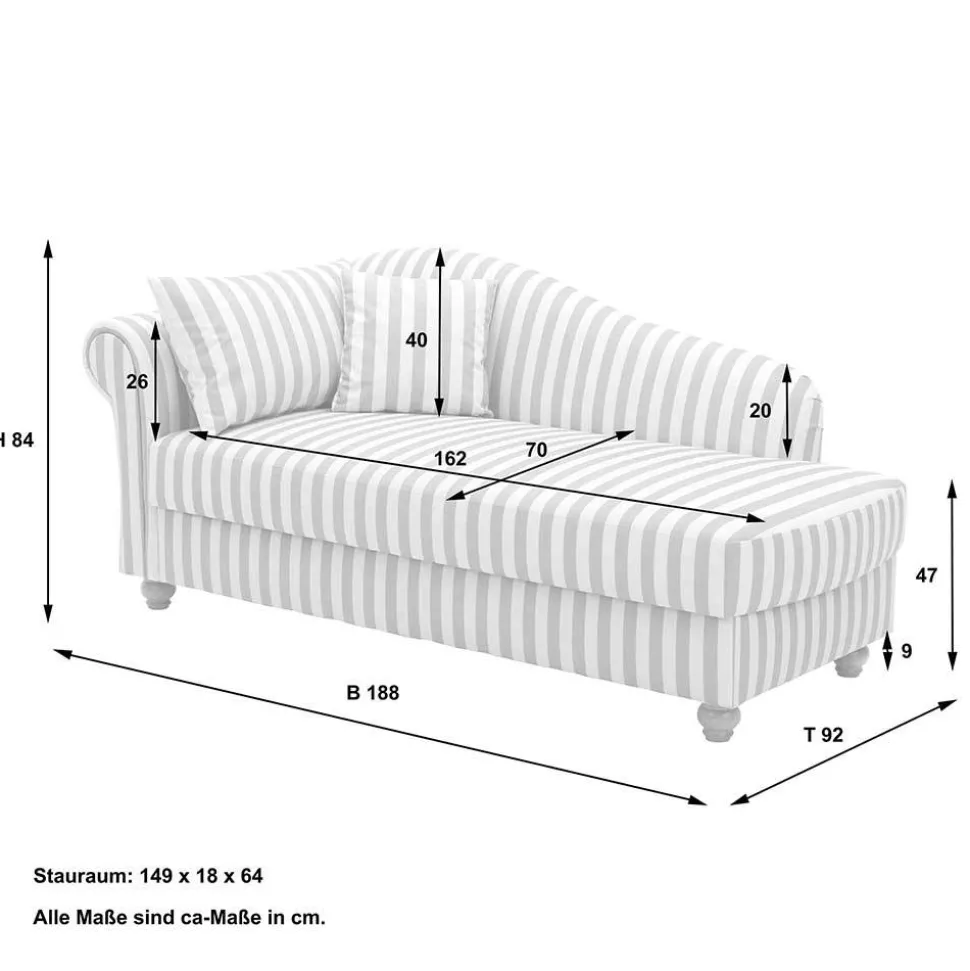 Chaiselongue mit Streifen in Weiß Braun - Adendro