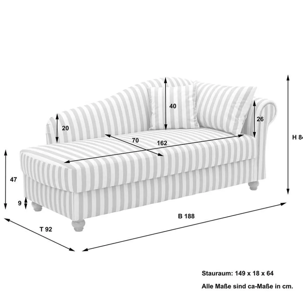 Chaiselongue mit Streifen in Weiß Braun - Adendro