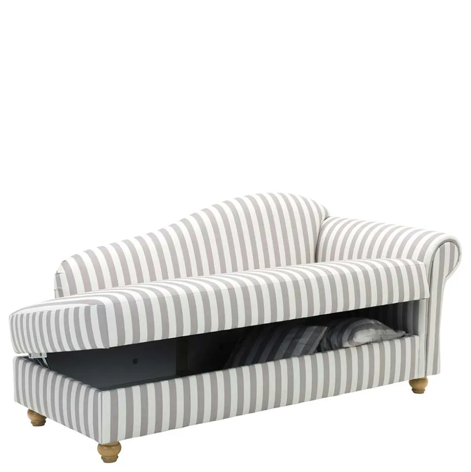 Chaiselongue mit Streifen in Weiß Braun - Adendro