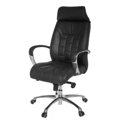 Chefsessel Schreibtischsessel aus Leder in Schwarz - Ekka