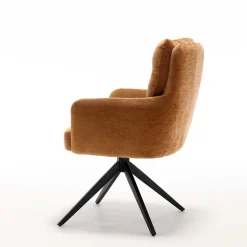 Chenille Armlehnenstuhl in Ockergelb - Martinus (2er Set)