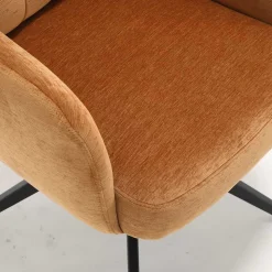 Chenille Armlehnenstuhl in Ockergelb - Martinus (2er Set)