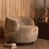 Chenille Drehsessel in Beige - Anvica