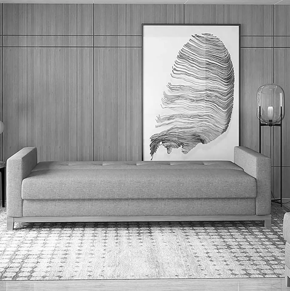 Chenille Klappsofa in Hellgrau - Abagail