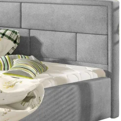 Chenille Polsterbett in Hellgrau - Mazira