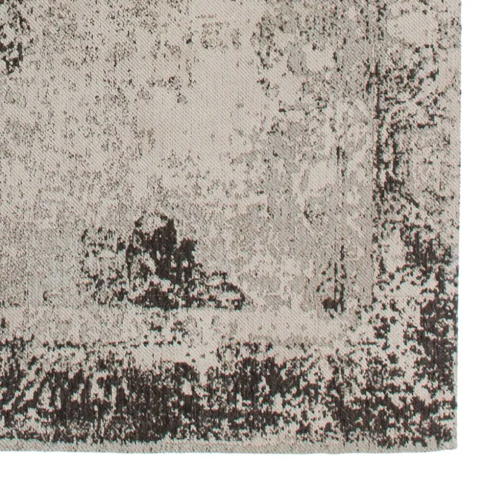 Chenille Teppich in Beige und Anthrazit - Noll