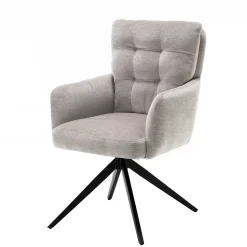 Chenille Tischsessel in Taupe - Vatros (2er Set)