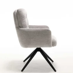 Chenille Tischsessel in Taupe - Vatros (2er Set)