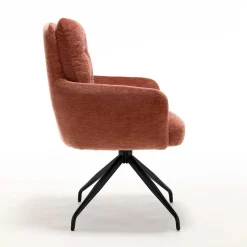 Chenille-Armlehnenstuhl in Kupfer Rotbraun - Medeos (2er Set)