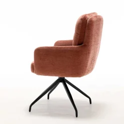 Chenille-Armlehnenstuhl in Kupfer Rotbraun - Medeos (2er Set)