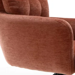 Chenille-Armlehnenstuhl in Kupfer Rotbraun - Medeos (2er Set)