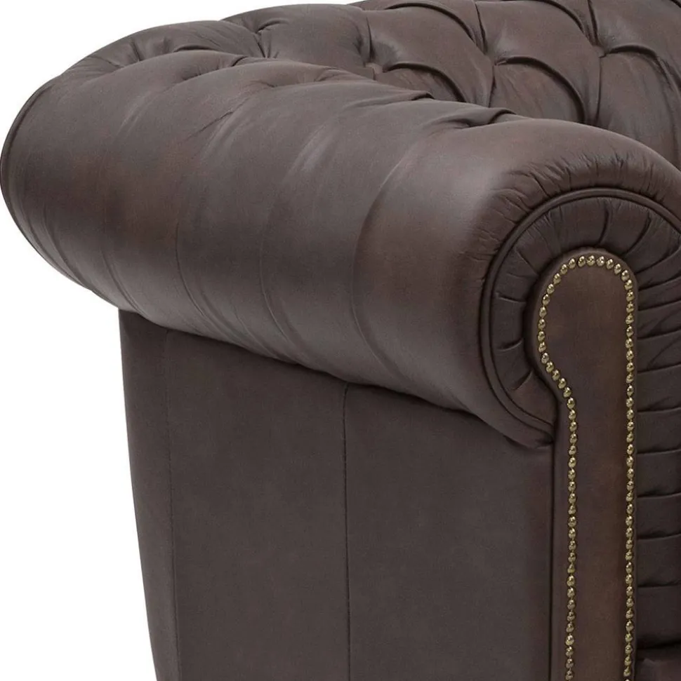 Chesterfield Couch aus Echtleder - Pluna