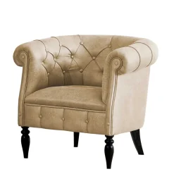 Chesterfield Design-Sessel in Beige und Schwarz - Kiano