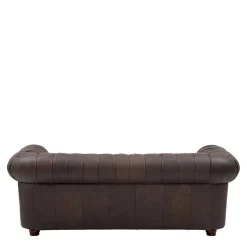 Chesterfield Leder-Dreisitzer in Braun - Pluna