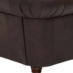 Chesterfield Leder-Dreisitzer in Braun - Pluna