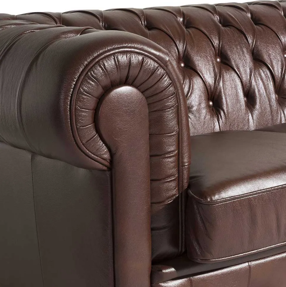 Chesterfield Ledergarnitur in Braun - Cementa (dreiteilig)
