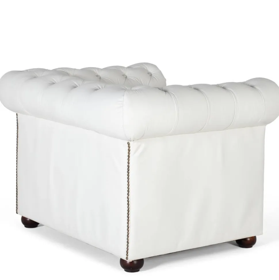 Chesterfield Ledersessel in Weiß - Pavias
