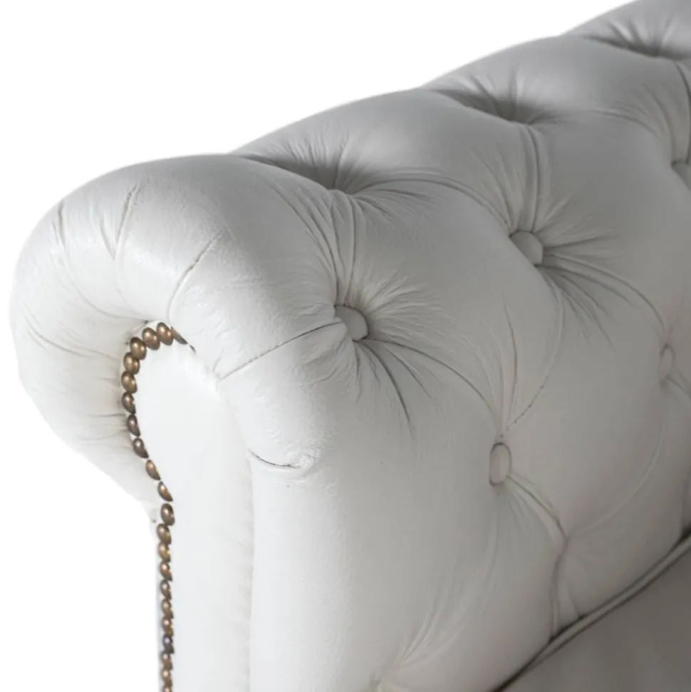 Chesterfield Ledersessel in Weiß - Pavias