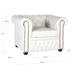 Chesterfield Ledersessel in Weiß - Pavias