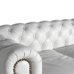 Chesterfield Ledersofa in Weiß - Pavias