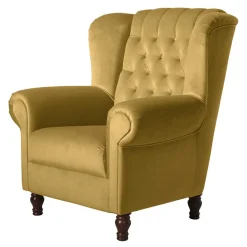 Chesterfield Ohrenbackensessel aus Samtvelours - Gregg