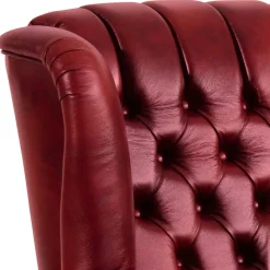 Chesterfield Ohrensessel in Dunkelrot Leder - Guantama