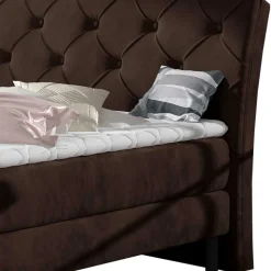 Chesterfield Polsterbett in Dunkelbraun Velours - Partiona
