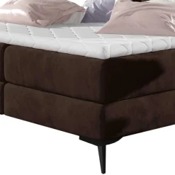 Chesterfield Polsterbett in Dunkelbraun Velours - Partiona