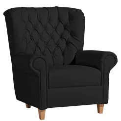 Chesterfield Polstersessel in Schwarz Kunstleder - Centurion