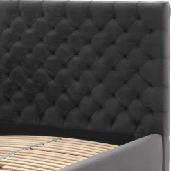 Chesterfield Samtbett in Anthrazit - Satos