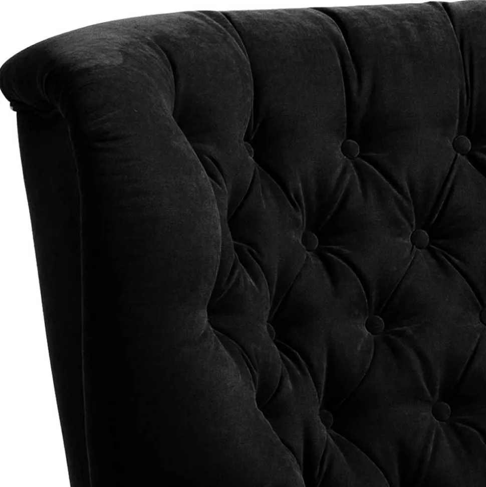 Chesterfield Sessel aus schwarzem Velours - Nikolas
