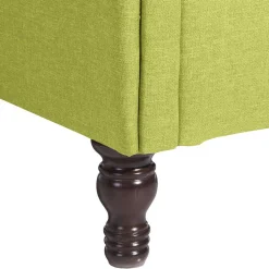 Chesterfield Sessel in Gelbgrün und Nussbaum - Prenza