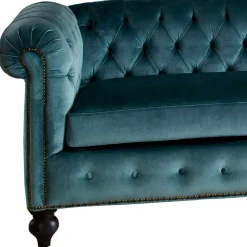 Chesterfield Sofa aus Samt in Petrol - Maduera