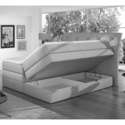 Chesterfield Stauraum-Boxspringbett in Blau - Hillo