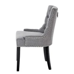 Chesterfield Stuhl in Grau meliert und Schwarz - Menton