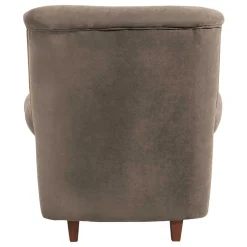 Chesterfield Velours-Sessel in Beigegrau - Georgetta