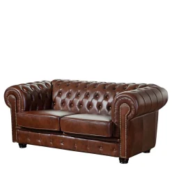 Chesterfield Zweisitzer Sofa in Braun - Pluna
