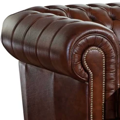 Chesterfield Zweisitzer Sofa in Braun - Pluna